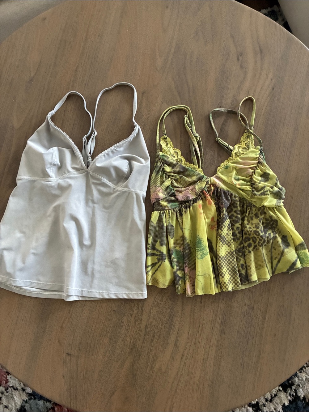 Light gray & Yellow Spaghetti Strap Tank Tops - Set of 2
